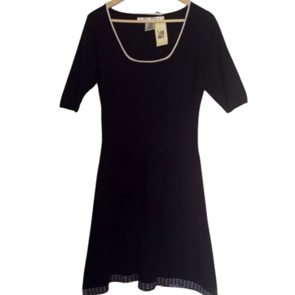 Max studio black with white trim knit dress new with tags size large